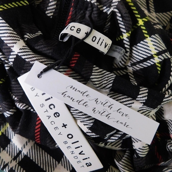 NWT!! ALICE + OLIVIA Delora Turtleneck Knit Plaid Dress Freedom Black Size 10 - Picture 10 of 16